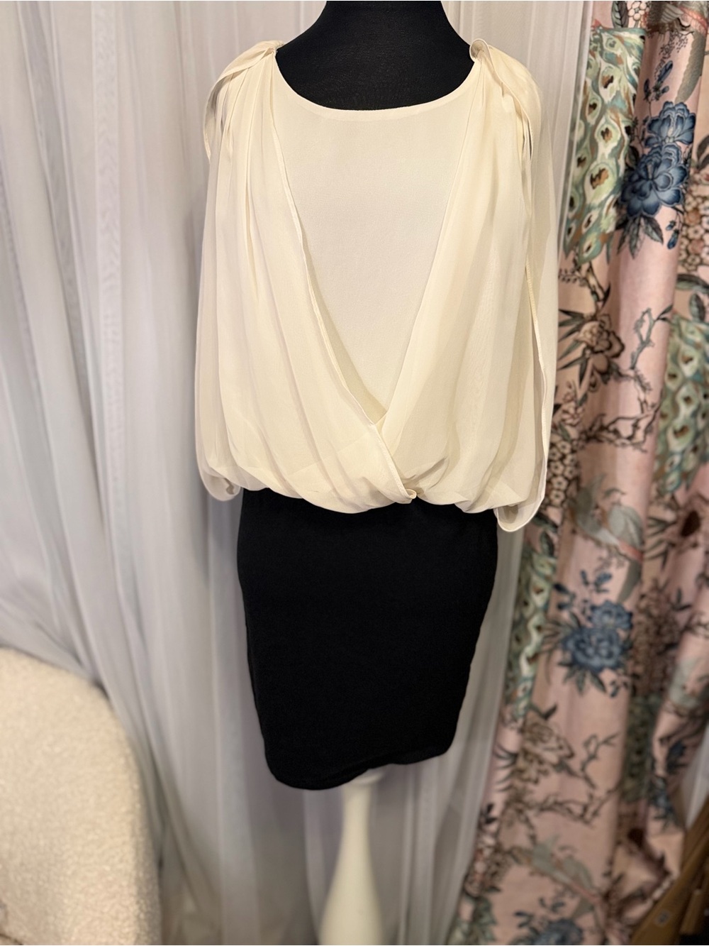 Posh Cream Blouse with Black Pencil Skirt